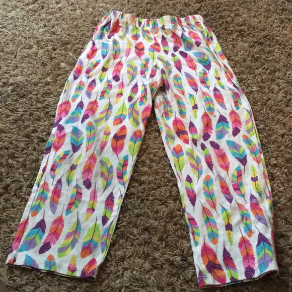 Feather print pajama pants girls size 6-6x - Picture 1 of 3